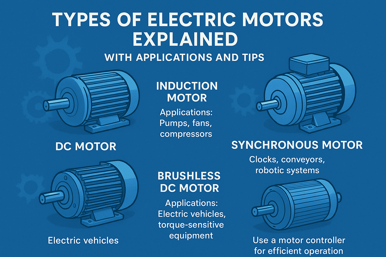 Types of Electric Motors Explained with Applications and Tips