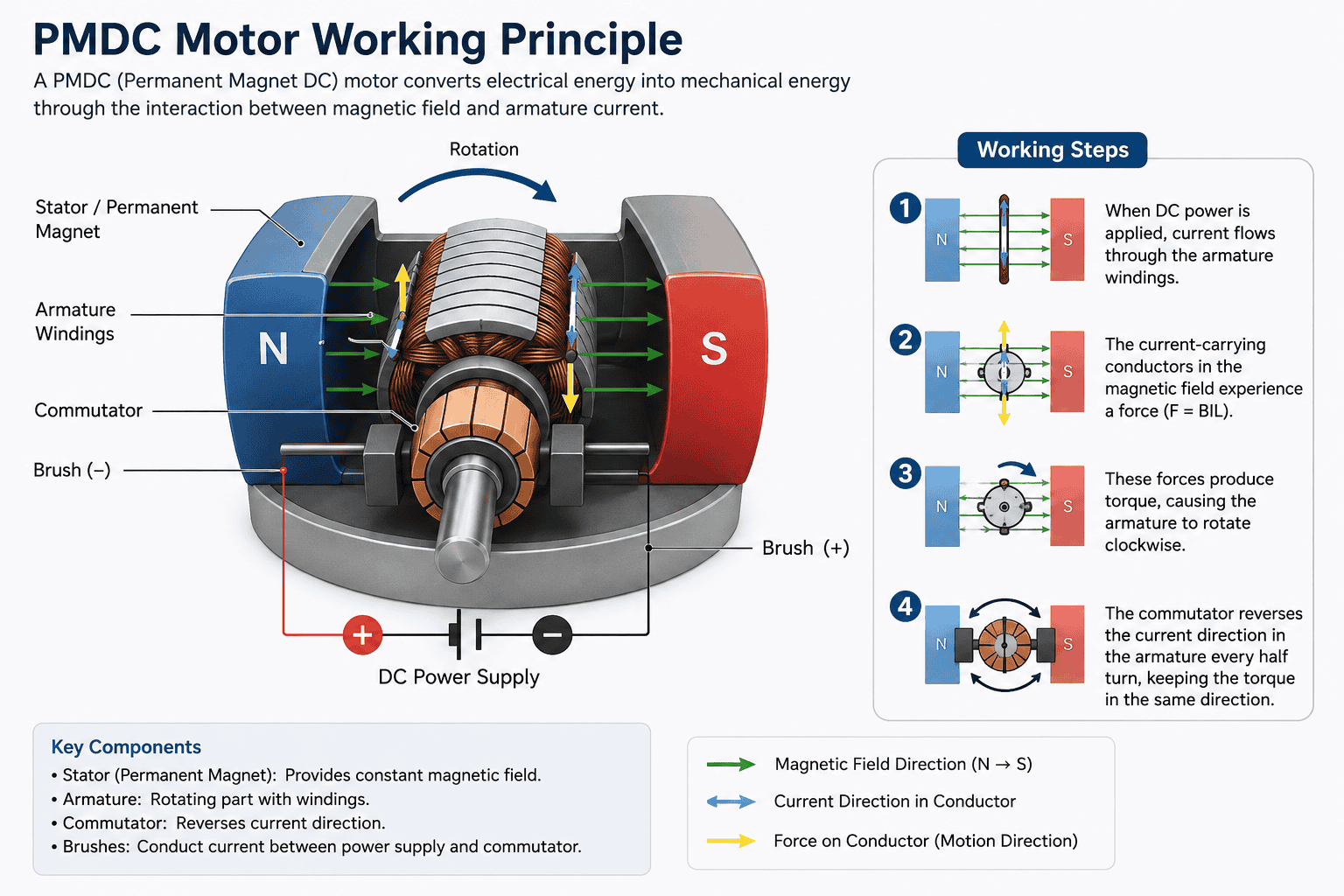 PMDC Motor Working Principle