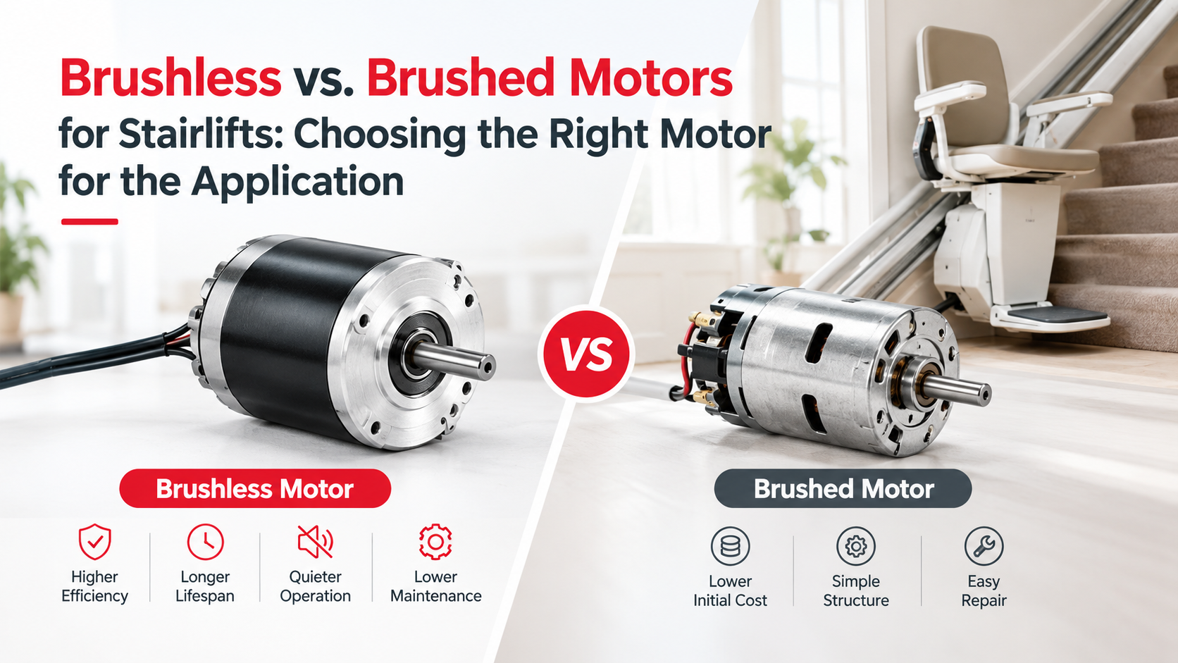 Brushless vs. Brushed Motors for Stairlifts Choosing the Right Motor for the Application
